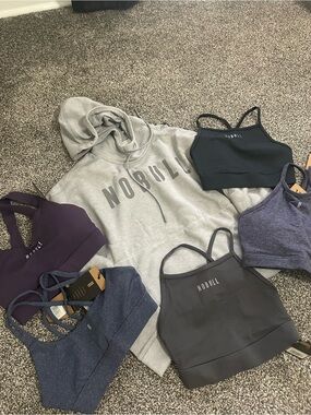 NOBULL Hoodie and 5 NOBULL Sports Bras in Gray, Black, Purple, Blue size XS NWT